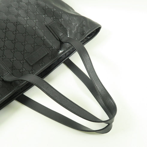 GUCCI GG Tote Bag Shoulder Handbag 211137 PVC Coated Canvas Black