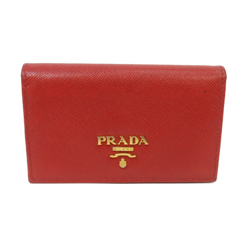 PRADA GHW Card Case 1M1122 Saffiano Leather Red