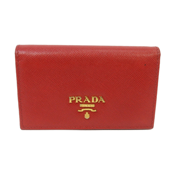 PRADA GHW Card Case 1M1122 Saffiano Leather Red