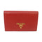 PRADA GHW Card Case 1M1122 Saffiano Leather Red
