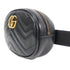 GUCCI Herringbone GG GHW GG Marmont Waist Bag 476434 Calfskin Leather Black