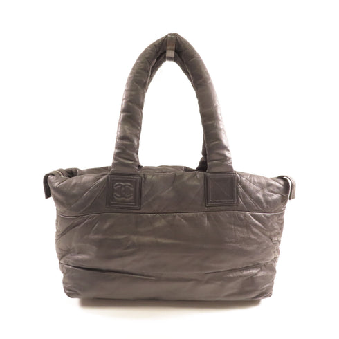 CHANEL CC SHW Coco Cocoon Tote Bag Lambskin Leather Black