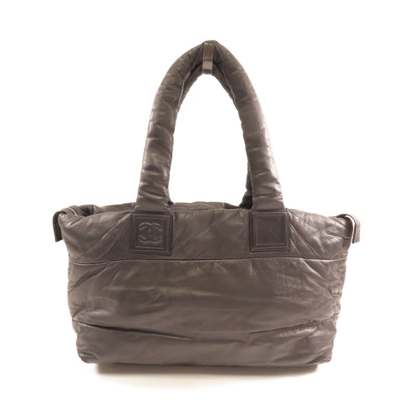 CHANEL CC SHW Coco Cocoon Tote Bag Lambskin Leather Black