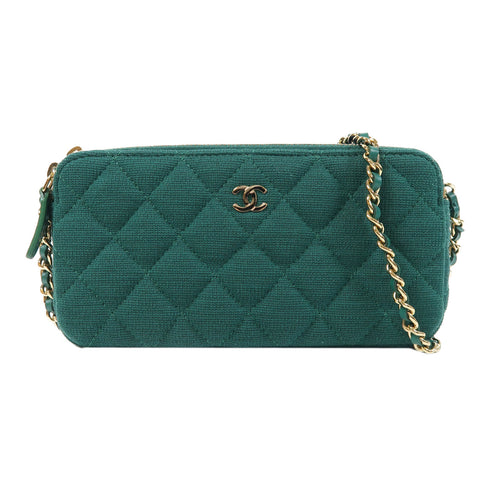 CHANEL Quilted CC GHW Chain Shoulder Bag AP0248 Canvas Green