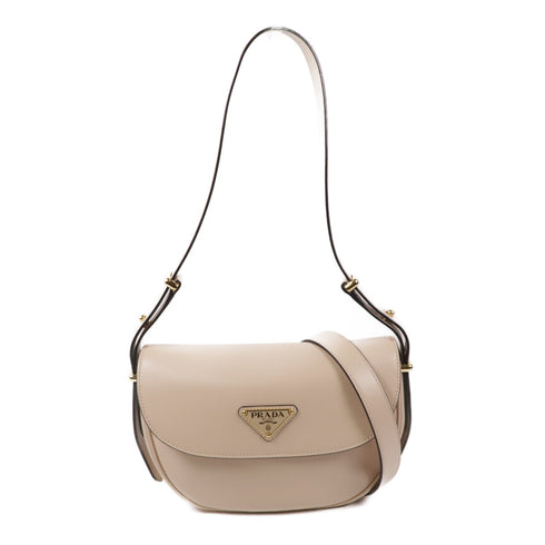 PRADA GHW Arque Shoulder Bag 1BD365 Calfskin Leather Beige