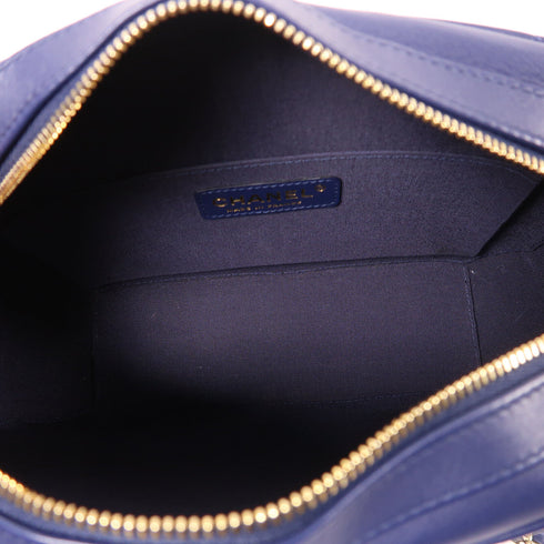 CHANEL CC GHW Chain Shoulder Bag Calfskin Leather Blue v2