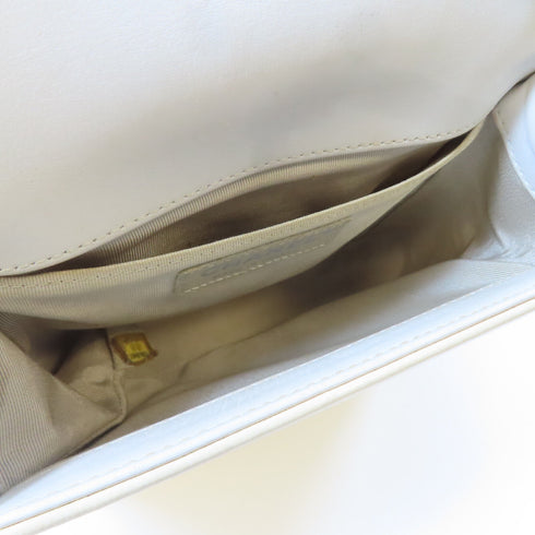 CHANEL Quilted CC SH Boy Chanel Chain Shoulder Bag Patent Leather White