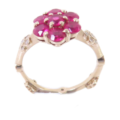 Jewelry 1.49ct Ruby 0.19ct Diamond Ring US#5.75 18K Yellow Gold