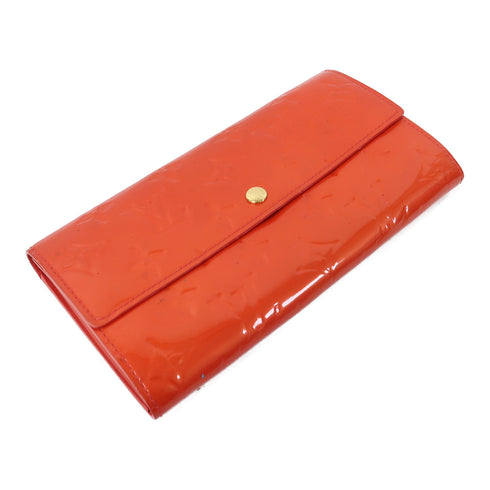 LOUIS VUITTON LV GHW Long Wallet Monogram Vernis Orange Red