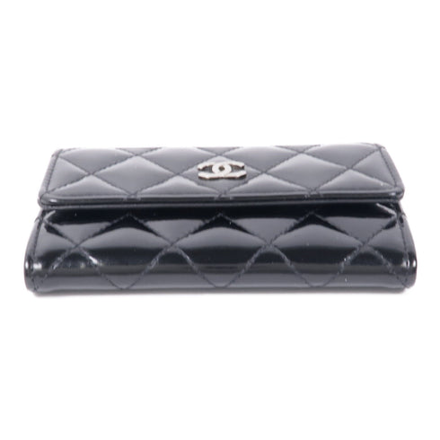 CHANEL CC SHW Card Case Patent Leather Black