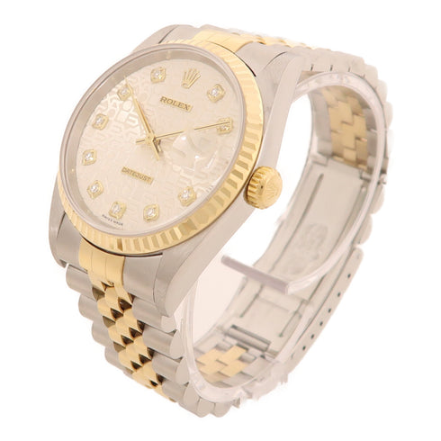 ROLEX Datejust Automatic Watch 16233 18K Yellow Gold/Stainless Steel Silver