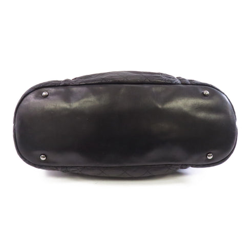 CHANEL Quilted CC SHW Chain Shoulder Bag Lambskin Leather Black v2