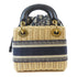 Christian Dior CD GHW Mini Dioriviera Lady Dior Bag Rattan Canvas Blue Beige