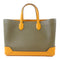HERMES PHW Maxibox Cabas Hand Bag Evercolor Leather Gris/Yellow