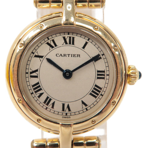 CARTIER Panthere SM Quartz Watch W25024B9 18K Yellow Gold Beige