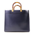 FENDI GHW Sunshine Tote 2 Way Bag 8BH386 Calfskin Leather Navy