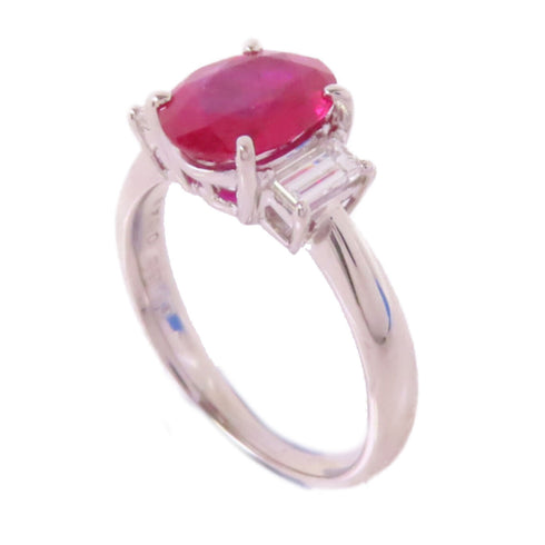 FINE JEWELRY 1.86ct Ruby 0.43ct Diamond Ring US#5.75 PT900 Platinum