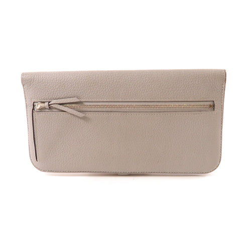 HERMES PHW Dogon MM Wallet Togo Leather Gray Grey