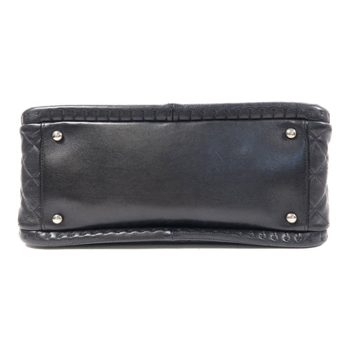 CHANEL Quilted CC SHW Chain Shoulder Bag Calfskin Leather Black v3