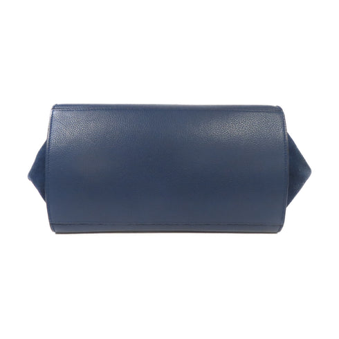 CELINE SHW Trapeze 2 Way Shoulder Bag Handbag 169543 Calfskin Leather Navy