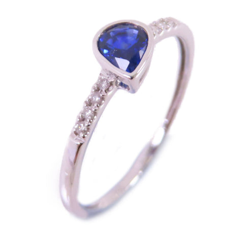 Jewelry 0.38ct Sapphire0.05ct Diamond Ring US#5.25 18K White Gold