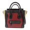 CELINE GHW Nano Luggage 2 Way Bag Suede Calfskin Leather Red Black Beige