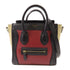 CELINE GHW Nano Luggage 2 Way Bag Suede Calfskin Leather Red Black Beige