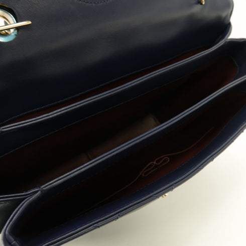 CHANEL Quilted CC GHW Large Trendy 2way Chain Shoulder Bag Lambskin Leather Navy