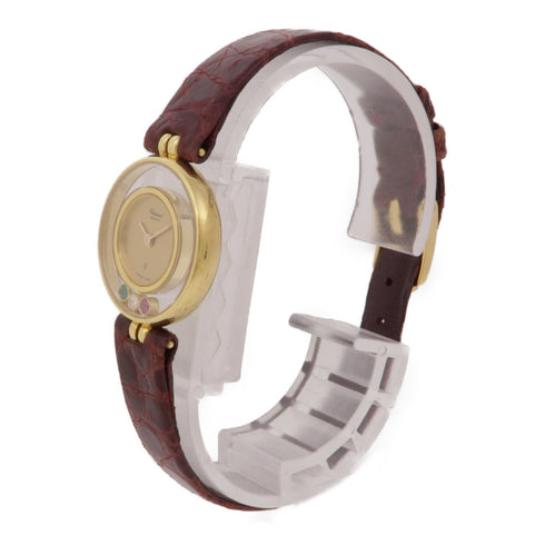 Chopard Happy Diamonds 4082 Quartz Watch 18K Yellow Gold Leather Belt