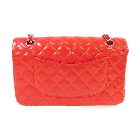 CHANEL Quilted CC SHW Classic 25 Chain Shoulder Bag Patent Leather Red Pink