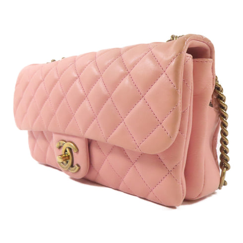 Chanel CC Chain Shoulder Bag Lambskin Leather Pink