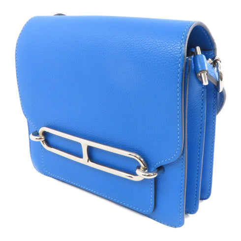 HERMES PHW Mini Roulis Shoulder Bag Evercolor Leather Bleu Zanzibar/Blue