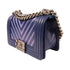 CHANEL CC SHW Boy 20 Chain Shoulder Bag Calfskin Leather Blue