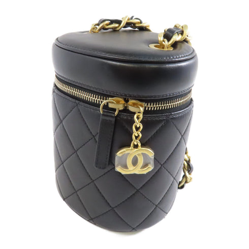 CHANEL Quilted CC GHW Bucket Bag Chain Shoulder Bag AS3210 Lambskin Black