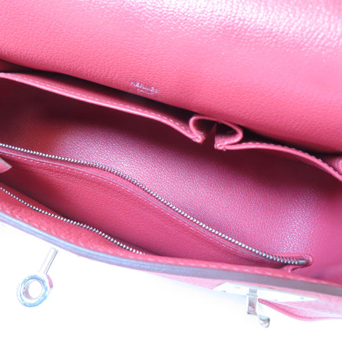 HERMES PHW Jypsiere 28 Shoulder Crossbody Taurillon Clemence Bougainvillea Red