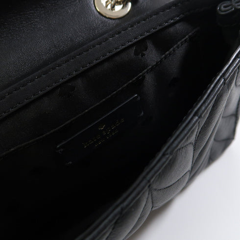 Kate Spade GHW Briar Lane Quilted Mini Emelyn Shoulder Calfskin Leather Black
