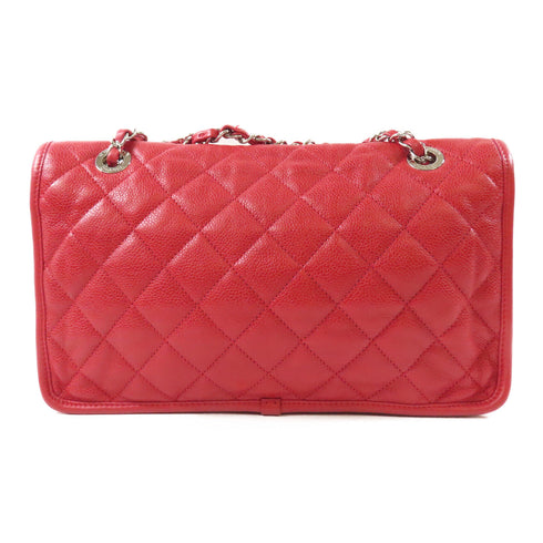 CHANEL CC SHW Chain Shoulder Bag Calfskin Leather Red v2