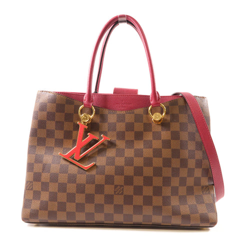 LOUIS VUITTON LV GHW Riverside 2 Way Shoulder Bag N40052 Damier Brown Red