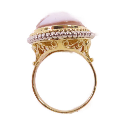 FINE JEWELRY Shell Cameo Ring US#6.75 18K Yellow Gold PT900 Platinum