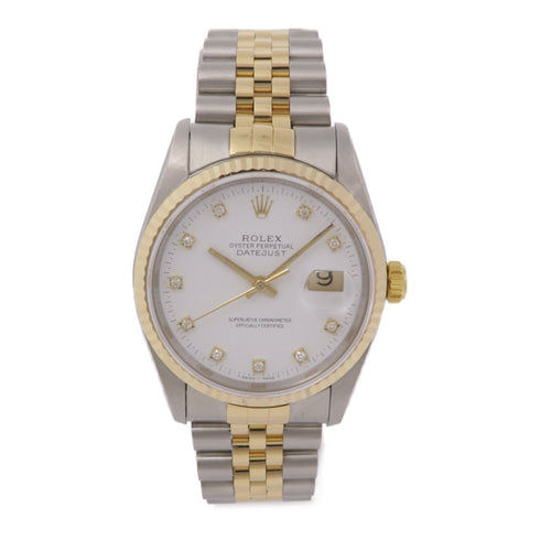 ROLEX Datejust 36mm 16233SG Automatic Watch 18K YG Stainless Steel Diamond White
