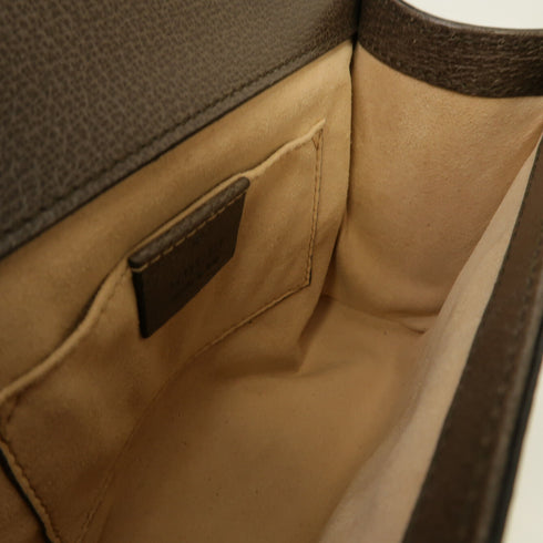 GUCCI GG GHW Padlock GG Chain Shoulder Bag 409487 Coated Canvas Brown