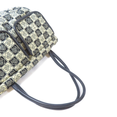 CHANEL CC SHW Shoulder Handbag Fabric Black Beige