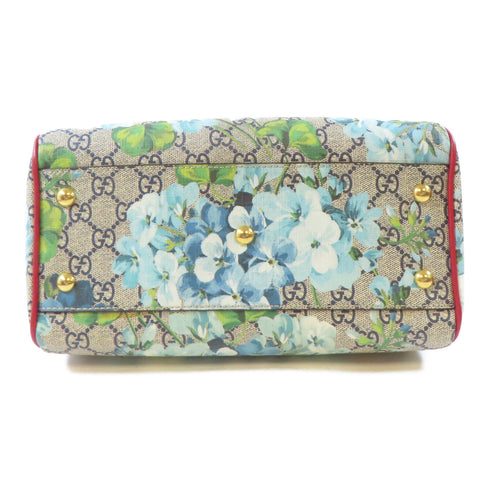 GUCCI GG GHW Floral Blooms Small GG Supreme Bag 546314 PVC Coated Canvas Brown