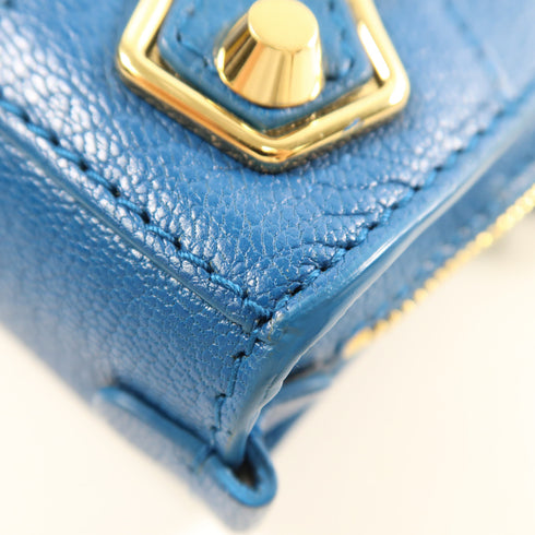 BALENCIAGA GHW Shoulder Bag Calfskin Leather Blue 467229