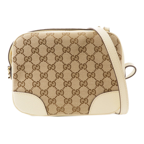GUCCI GG GHW Shoulder Bag 449413 Canvas Brown/White