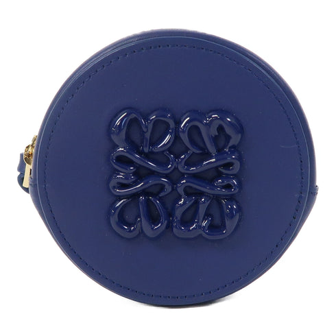 LOEWE GHW Inflated Anagram Cookie Coin Case Purse Calfskin Leather Blue
