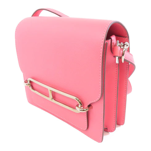 HERMES PHW Mini Roulis Shoulder Bag Evercolor Leather Rose Azalee Pink