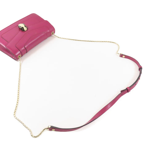 BVLGARI GHW Serpenti Forever Chain Shoulder Bag 39797 Calfskin Leather Purple