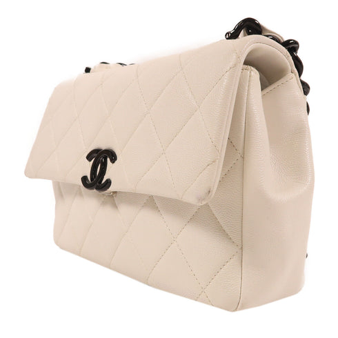 CHANEL CC Matelasse Small Flap Chain Shoulder Bag AS2302 Calfskin Leather White