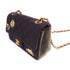 CHANEL CC GHW Charms Mini Rect Chain Shoulder Bag Wool Navy Blue